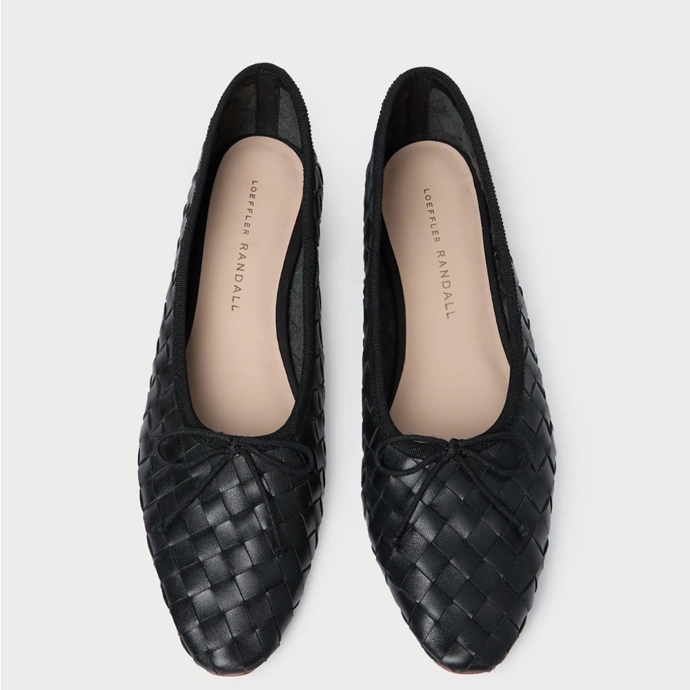 Loeffler Randall Black Woven Leather Ballet Flats